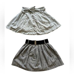 Blue Rain Striped Button and Mustard Seed Grey and Black belt Skirt Set size M